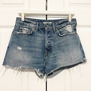 GRLFRND Helena Jean Shorts Size 26 Organic Cotton Denim Distressed Cut Off